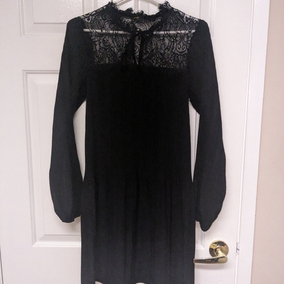 Maje Rockette Pleated Lace Dress in Black - Picture 8 of 12